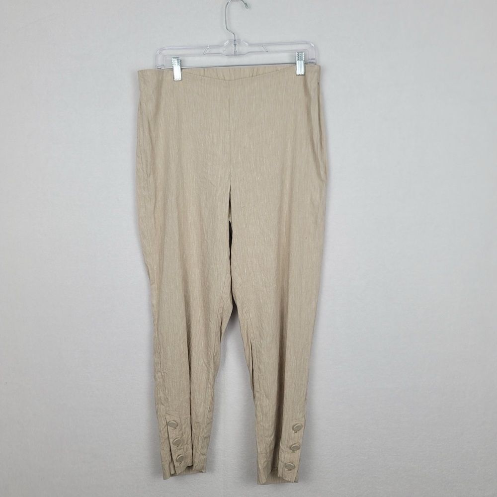 J. Jill Linen Cream Pull On Pants Medium Casual Stretch Elastic Waist